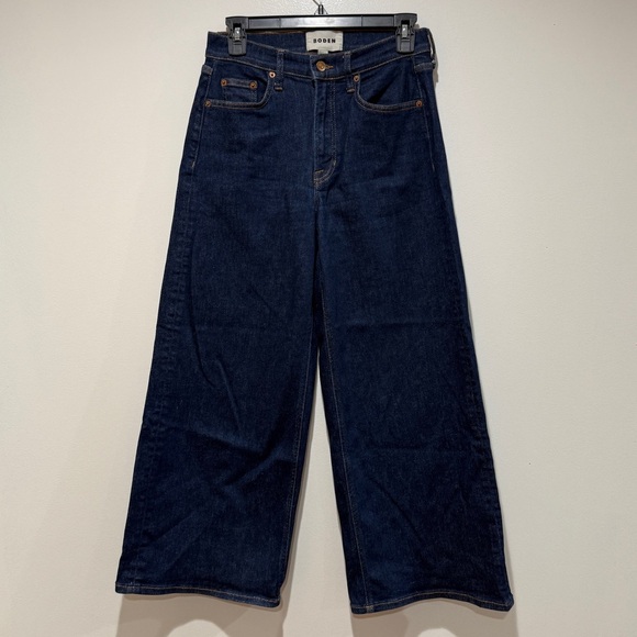 Boden High Rise Wide Crop‎ Jeans Indigo Rinse Sz 28 Fall Staple Trendy Timeless - Picture 9 of 11